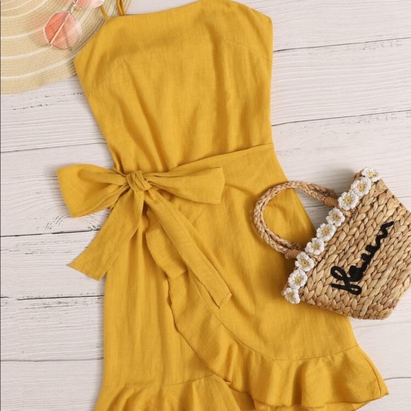 mustard color summer dress